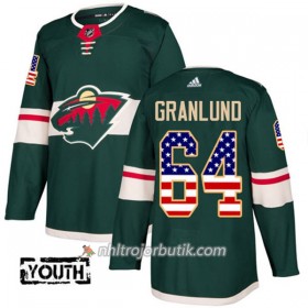 Barn Ishockey Minnesota Wild Tröja Mikael Granlund 64 Adidas 2017-2018 Grön USA Flag Fashion Authentic